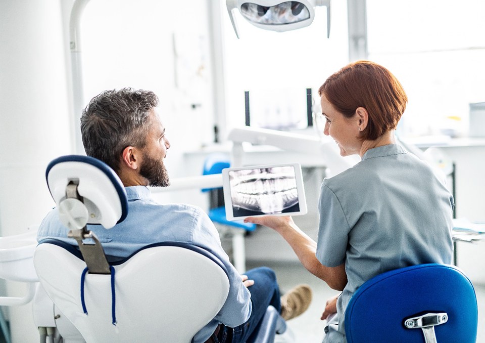 Man at dental office getting X-rays