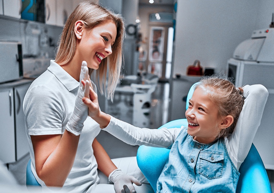 Girl after fluoride treatment in Richardson